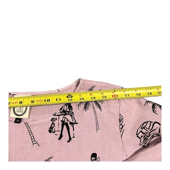 Vintage FC Fleece Chemise 100% Linen Blouse Top Women Size M/fun Print Made USA - Picture 4 of 16